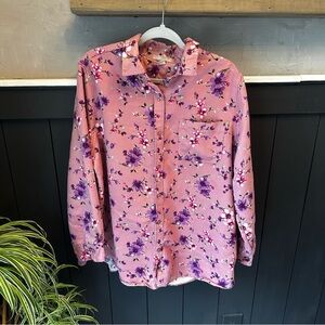 Woman Within Plus Size Floral‎ Pink and Purple Button-Up Shirt size Large 18/20